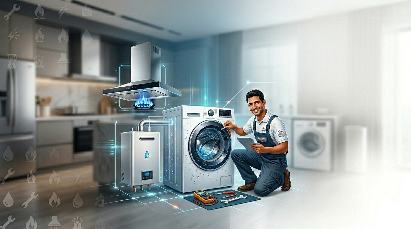 Técnico profesional reparando electrodoméstico